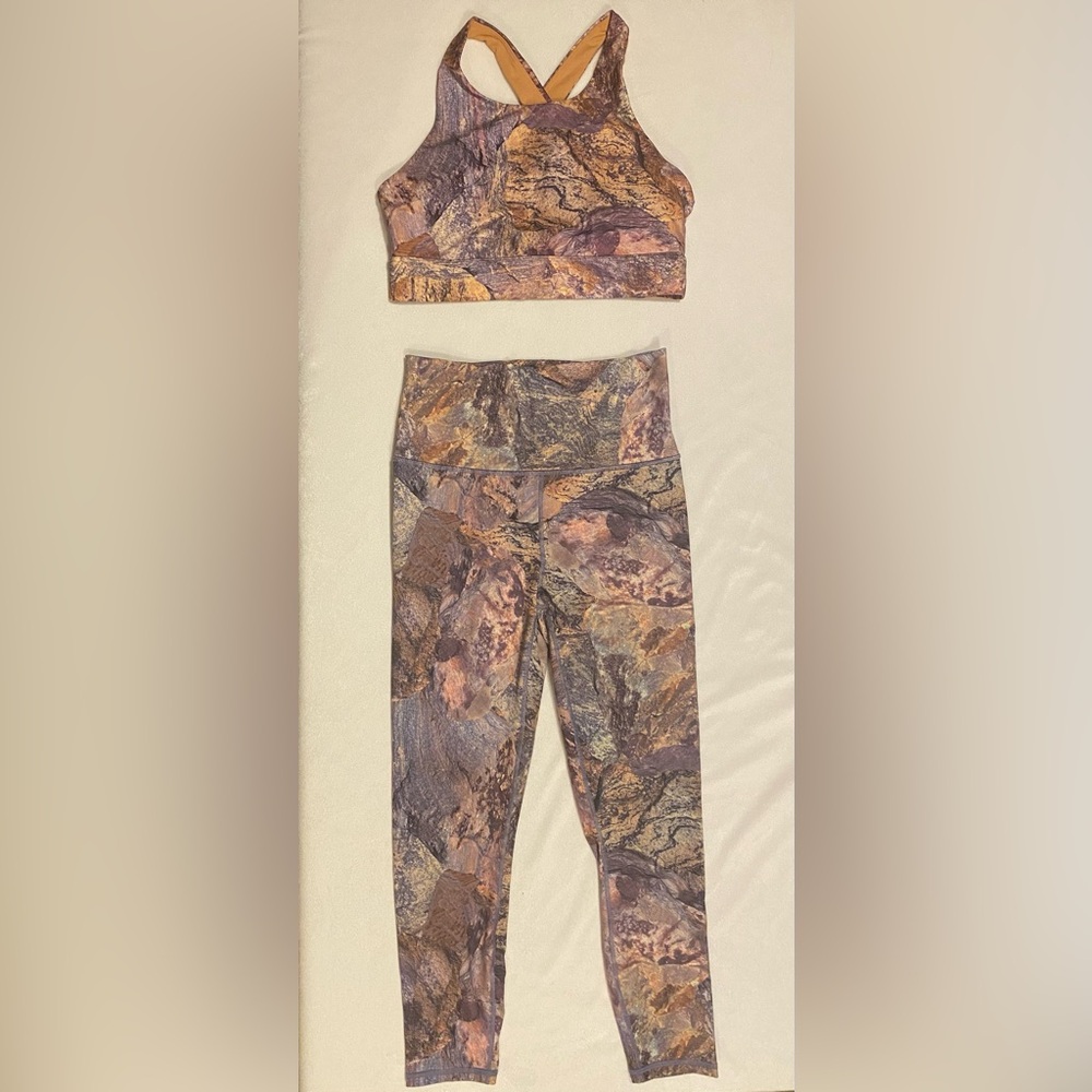 2pc Fabletics Multicolor Sports Bra and Leggings Set